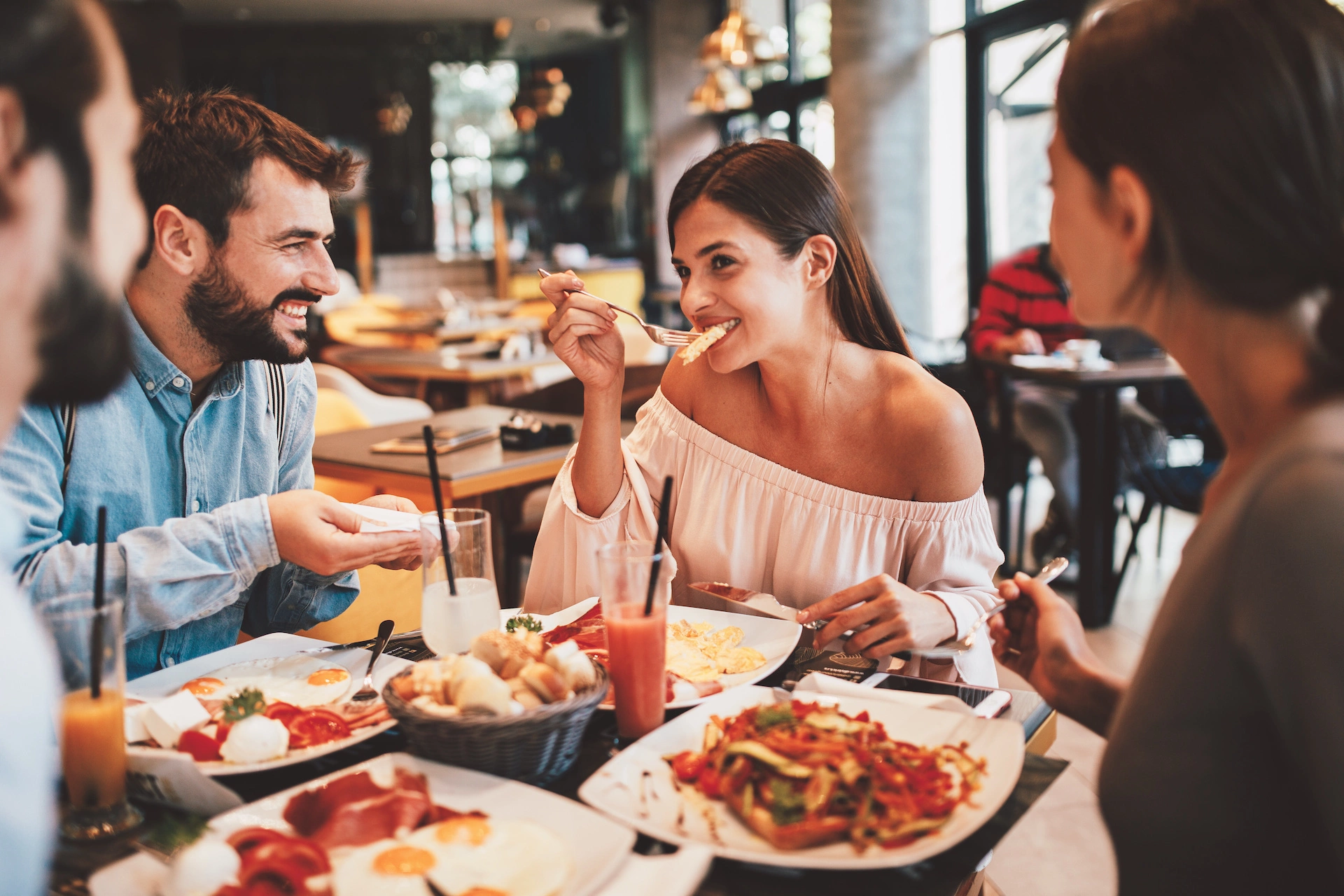 Guests enjoying a restaurant meal